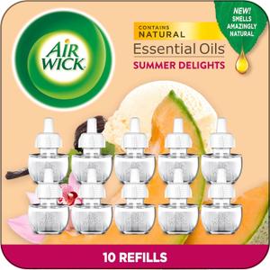 Air Wick Plug in Scented Oil Refill, 10ct, Summer Delights, Scented Oil, Air Freshener, Essential Oils, Eco Friendly Clear