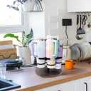 Tumbler Organizer,Ctancifang Rotating Stanley Cup Holder for Cabinet Fits 6 Bottles (40/30 oz), Stanley Organizer with Portable Handle for Kitchen, Camping, Parties,Easy to Grab Cup,Easy to Carry (black)