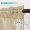 MIULEE Beige Window Valance Sheer Curtains Rod Pocket,Half Voile Drapes Extra Wide for Small Window Kitchen Cafe,One Panel 60" W x 18" L Inch