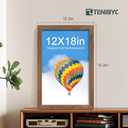 12x18 Frame Set of 4, Brown Grain, Walnut Wood & HD Tempered Glass, 12x18 Poster Picture Frame, Vertical & Horizontal Wall Hanging