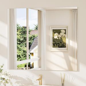 TokeShimi 42x36 Frameless Bathroom Mirror, Vanity Bathroom Mirror for Wall Shatterproof Modern Rectangle Mirrors for Bedroom, Living Room, Entryway, Home Gym, Entryway
