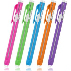 Molain 10 Pcs Pen-Style Erasers Set, 5 Retractable Click Eraser Pen Shell + 5 Eraser,Mechanical Eraser Pencil, Bar Erasers for Kids Students Artist Painting Writing, Home School Office Supplies