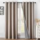 100% Blackout Curtains 84 Inch Length 2 Panels Set, Beige Curtains for Living Room, Black Out Thermal Insulated Grommet Drapes Bedroom Luxury Decor Privacy(52W 84L inch, Beige)