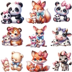 Animal Iron-On Transfer Decals for Clothing, Multi-Pack Pocket Size, DIY T-Shirts and Hoodies, Cute & Fun Designs Thermal Heat Sticker (H-1)