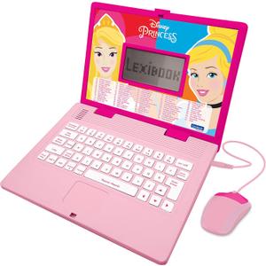 Lexibook Disney Princess - Educational and Bilingual Laptop Spanish/English - Girls Toy with 124 Activities to Learn, Play Games and Music - Pink JC598DPi2
