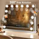 Vanity Mirror with Lights, 22" x 17", 360° Rotation Base, White