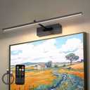 iYoee Battery Operated Picture Light with Wireless Remote 3CCT Dimmable Black Wall Art Lights for Paintings Rechargeable Home Decor Gallery Light 24 Artwork Lighting for Canvas Timer Function