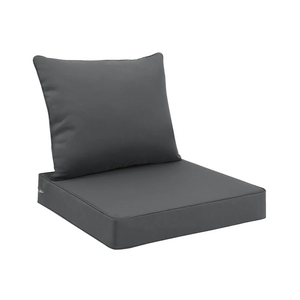 Favoyard Outdoor Seat Cushion Set 22 x 24 Inch Waterproof & Fade Resistant Patio Furniture Cushions with Removable Cover Deep Seat & Back Cushion with Handle and Adjustable Straps for Chair Sofa Couch Dark Gray