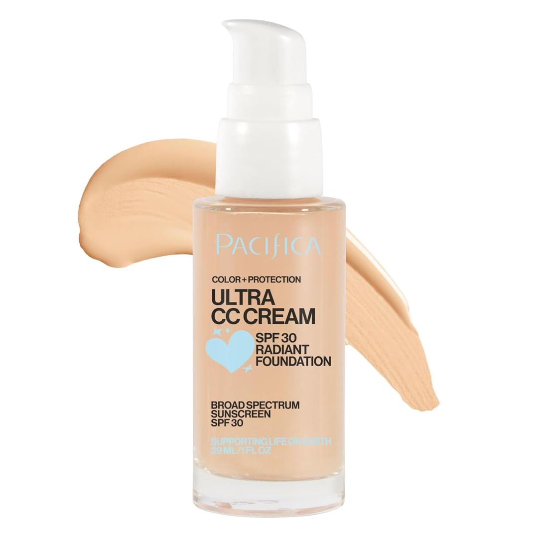 Pacifica Ultra CC Cream Radiant Foundation SPF 17 -Neutral Fair Medium Coverage Color Correcting Cream, Dewy Finish, Mineral SPF, 1 oz