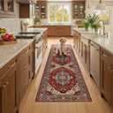 RELEANY Washable Area Rug, Runner 2'x8', Red/Blue