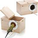 Hiceeden 2 Pack Parakeet Nest Box, Natural Wood Bird Nesting Box, Small Bird House Breeding Box for Budgie Lovebirds, Cockatiel, Parrots Mating, Aviary, 7.74.74.7 Inches