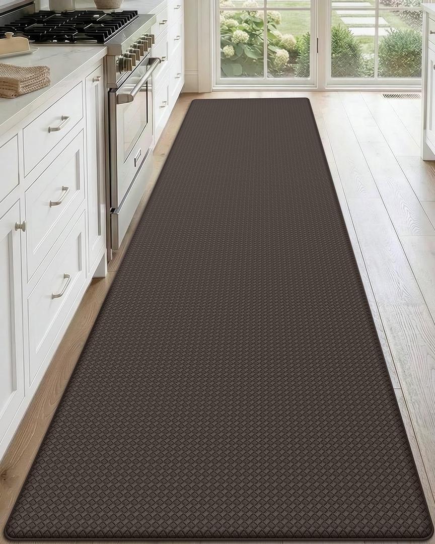 DEXI Kitchen Floor Mats Cushioned Anti Fatigue, 23x86, Large Long Standing Runner Rug Waterproof, Comfort Memory Foam Padded for Front Sink Laundry, Brown