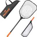 KastKing Brutus Fishing Net, Foldable Extendable Fish Landing Net, Lightweight & Portable Fishing Net with Soft EVA Foam Handle, Holds up to 44lbs/20KG, Fish-Friendly Mesh for a Safe Release (E: Silicone net - Hoop Size: 20''- 16''- 10'' (not extendable))