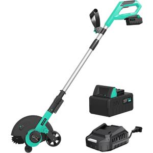 20V Cordless Lawn Edger with 4.0Ah Battery, 9-Inch Blade Edger Lawn Tool with Dual Wheels and 3 Depth Settings, Professional Lawn Trencher for Yard, Garden, Patio, Driveway and Sidewalk