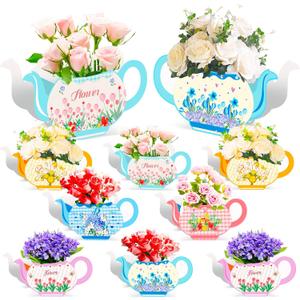 LaVenty 12 PCS Floral Tea Party Favor Lets Par tea Party Supplies Tea Party Decorations Princess Party Flower Boxes Centerpiece Floral Teapot Centerpiece