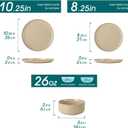 vancasso PLAYA Ceramic Plates and Bowls Sets, 18 Pieces Brown Dinnerware Sets for Kitchen, Reactive Glaze Dishes Set for 6, Dishwasher and Microwave Safe