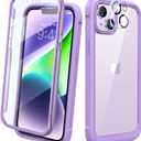 Diaclara Designed for iPhone 14 Case, Full Body Rugged Case with Built-in Touch Sensitive Anti-Scratch Screen Protector, with Camera Lens Protector for iPhone 14 6.1" (Peri Purple)