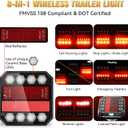 Magnetic Wireless Trailer Lights, 2.4GHz Rechargeable LED Tow Lights Kit with IP67 Waterproof, All-in-One Brake Turn Signal Tail Lights for Truck Trailer RV Boat Camper
