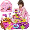 Bakery Sensory Sand Kit - 40PCS Baking & Ice Cream Shop for Girls, 2lbs Colorful Magic Sand, Cake/Cookie/Waffle/Ice Cream Molds, Tools, Portable Storage | Creative STEM Gift for Kids Ages 3-8