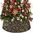 Gold Christmas Tree Collar Black Sparkly Tree Skirt Christmas Decoration Sequin Velvet Xmas Trees Ring Skirt Rustic Metal Xmas Trees Base Cover for All Seasons 24 Inch Round