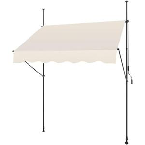 SMONTER Manual Retractable Awning, 78" Non-Screw Outdoor Patio Awning Sunshade Shelter, Height Adjustable Sunshade Patio Door Window Awning Canopy for Backyard, Garden, Balcony, Beige