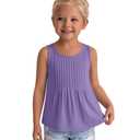 Ficerd Toddler Girls' Tank Tops Sleeveless Pleated Tunic T-Shirts for Baby Crew Neck Summer Dressy Loose Plain Tee Blouses(2T,Light Purple)