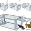 4 Packs Humane Rat Trap Outdoor, Wanqueen Humane Mouse Traps Indoor, Small Rodent Chipmunk Squirrel Trap and Other Live Animal Cage Catch and Release
