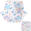 CutiePlusU Disposable Diaper Sample 2 Pieces Protective Underwear Absorbent Briefs Dry Surface White Pink (Large 37"-47")