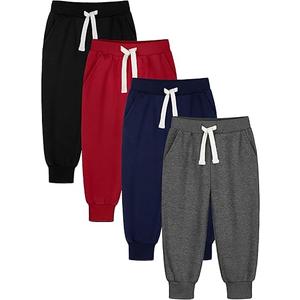 HXP 4 Pack Toddler Boys Sweatpants Pure Cotton Toddler Sweatpants Boys Kids Joggers Pants with Pocket Drawstring, 5T