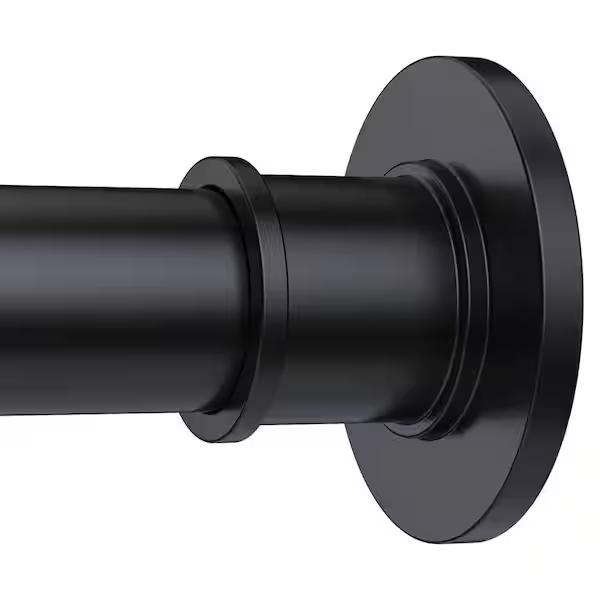 Black Shower Curtain Rod Tension Adjustable up to 66" long Never Rust Non-Slip Spring Tension Shower Rod No Drilling Stainless Steel Curtain Pole Use Bathroom, Closet, Window, Room Divider