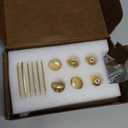 Miaokesen 1-9/64-in Light Brushed Brass (With BackPlate) Novelty Modern Cabinet Knob 6 -Pack
