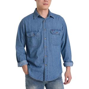 Mens Button Up Shirts Long Sleeve Button Down Shirts with Two Pockets Work Shirts for Men (Blue,XL)