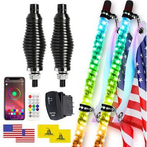 Quick Release Whip 2PCS 4FT Whip Lights with Spring Quick Release Base