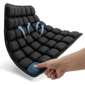 Sodurue Travel Cushion Airplane Seat,Airplane Cushion for Long Flight,Press-Type Inflatable Wheelchair Seat Cushion,42 Airbags for Car,Office,Stadium,Ergonomic Comfort Support Pressure Relief-Black
