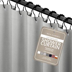 Luxurious Cotton Blend Shower Curtain - Spa Quality Bathroom Essential with Buttonhole Loops, Easy to Install & Clean, 72x72 inch, Home Spa Collection (Light Grey)