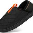 Kricely Mens House Shoes, Slip-On Indoor&Outdoor Slippers with Memory Foam Non-Slip Sole, Fuzzy Comfortable Loafers for Men (12, Black)