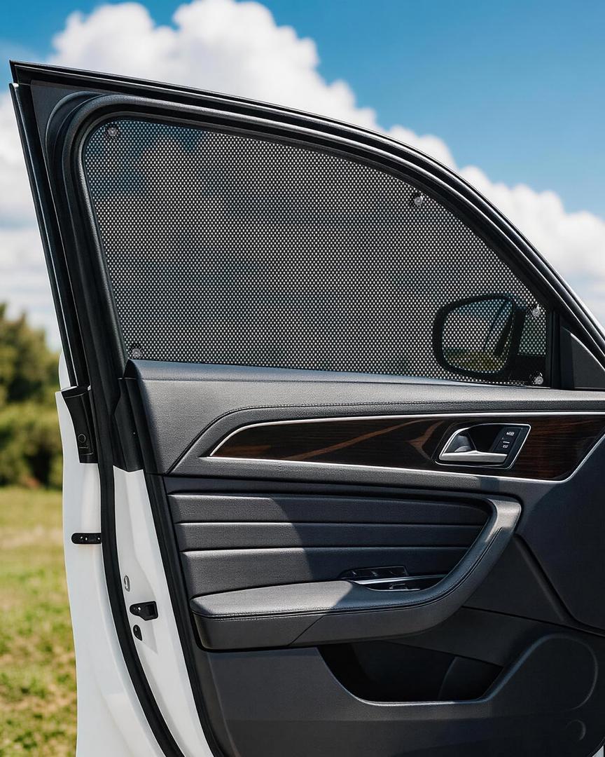 LazBlinds Car Side Window Shades, 2 Pack, 31" L x 28" W | Suction Cup Mounted, Mesh Fabric Sunshade, Anti-Glare & UV Protection, Universal Fit for Most Vehicles