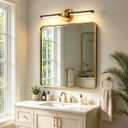 2026 Upgrade Black and Gold Vanity Light, 18W Brighter 24" Gold Bathroom Light Fixtures Linear Modern LED Bathroom Lights Vanity Lighting Fixtures Over Mirror Light Bar, 360 Rotable 4000K CRI 90+