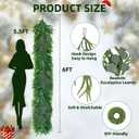 Norfolk Pine Garland with Lights, 6 Ft Faux Garlands with Eucalyptus Leaves Christmas Greenery Garland for Mantel Stairs Railing Table Indoor Outdoor Christmas Holiday Decor (1 PCS)