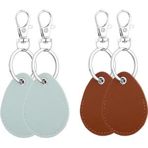 Psyqtsuary Leather Key Fob Holder, 4 Pcs PU Leather Keychain Key Holder for Keychain General Keys Fob, for Keys ID Keys Cards