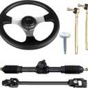 Go-Kart Steering Wheel Kit, 300mm Steering Wheel 320mm Gear Rack Pinion Adjustable Shaft Set,Assembly Replacement for Go Kart Go Cart ATV UTV 110cc 125cc 140cc 150cc
