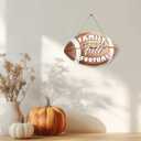 Family Fall Football Signs, Fall Decoration Signs, Decorative Hanging Wall Wood Sign, Farmhouse Autumn Sign, Front Door Decor, Rustic Thanksgiving Decorative for Porch Home Wall Indoor Outdoor Decor