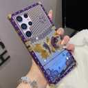 Changjia for Samsung Galaxy S24 Plus Kickstand Case,Cute Luxury Glitter Bling Sparkly Diamond Butterfly with Foldable Stand Elegant Mirror Back Shockproof Women Girls Case for Galaxy S24 Plus, Purple