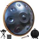 Handpan Drum for Beginners, 22 Inch D Minor Kurd 9 Notes - 440Hz Hand Drum Set for Music Therapy, Meditation & Outdoor Performances (Blue)