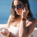OROBAY Rugged Band Compatible with Apple Watch Band 45mm/44mm/42mm with Case, Shockproof Strap for iWatch SE3 SE2 SE Series 9/8/7/6/5/4/3/2/1 with Bumper Case Cover Men Women, Orange