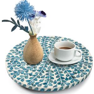 CLAYNIX Lazy Susan for Countertop - Lazy Susan for Table, Mother of Pearl Turntable Organizer, Wood Round Spinning Tray Rotating for Kitchen, Cabinet, Counter Spice Pantry.12.5 Inch