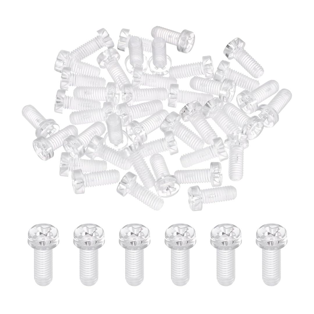 MECCANIXITY 40Pcs Clear Acrylic Screws, M5 x 12mm PC Plastic Phillips Round Head Screw Metric Coarse Thread Bolts for Machine Accessories, Transparent
