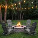 Folding Adirondack Chair, HDPE All-Weather Fire Pit Chairs, Plastic Adirondack Chairs with 2 Cup Holder, Outdoor Lawn Chair for Patio Garden (Grey)