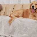 Luciphia Waterproof Pet Blanket, Liquid Pee Proof Dog Blanket for Sofa Bed Couch, Reversible Sherpa Fleece Furniture Protector Cover for Small Medium Large Dogs Cats, Grey Beige XLarge（85" x 57"）