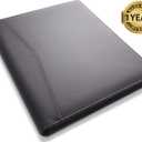 STYLIO Padfolio Portfolio Organizer Binder | Interview Resume Folder, Legal Document, Business Card Holder |w/Letter-Sized Notepad | Handsome Piano Noir Faux Leather Folio Matte Finish, Accent Stitch (Padfolio (12.5" x 9.6" x 0.9"), Black)